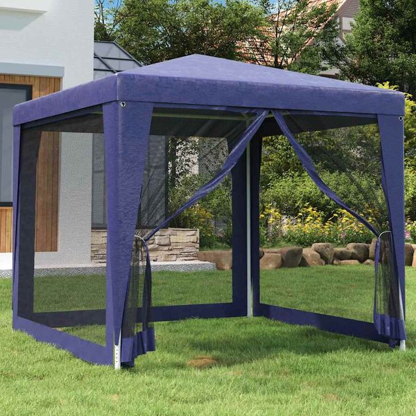 vidaXL Párty stan a 4 sieťkované bočné steny modrý 2,5x2,5 m HDPE