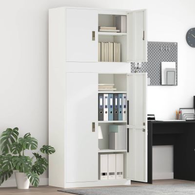 vidaXL Úložná skrinka 2 ks Biela 90 x 40 x 210 cm Oceľ Zamykateľné