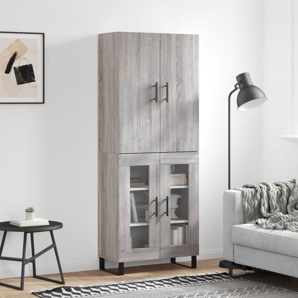 vidaXL Vysoká skrinka sivý dub sonoma 69,5x34x180 cm spracované drevo