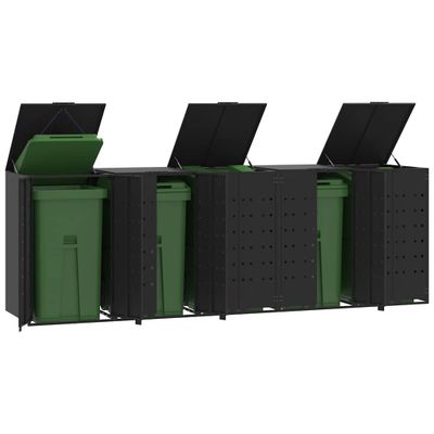 vidaXL Úložisko na 5 koše na kolieskach čierne 345x79x117 cm oceľ