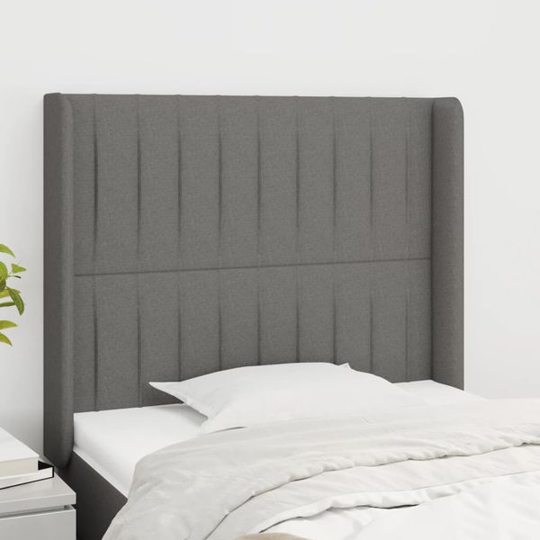 vidaXL Čelo postele so záhybmi tmavosivé 93x16x118/128 cm látka