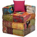 vidaXL 4-miestna modulárna taburetka, patchwork, látka