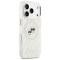 Obal Karl Lagerfeld Magsafe IML trblietavý obal s kovovým rámom fotoaparátu a tlačidlami, hlavy Karla a Choupette s opakovaným logom KL pre iPhone 17 Pro sivý