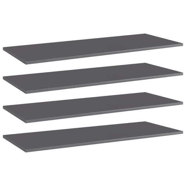 vidaXL Prídavné police 4 ks, lesklé sivé 100x40x1,5 cm, drevotrieska