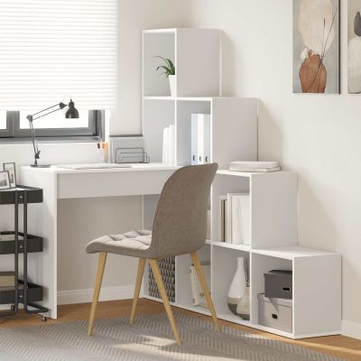 vidaXL Rohový stôl Biela 101,5 x 149,5 x 149,5 cm Kompozitné drevo