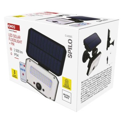 LED reflektor solárny SPILO so senzorom pohybu, neutrálna biela