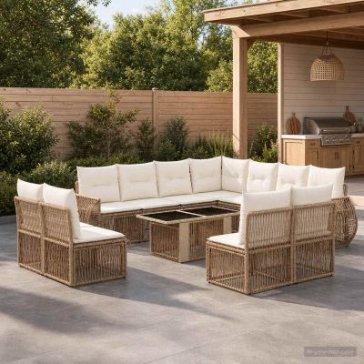 vidaXL Súprava záhradných pohoviek 12 ks Bežová a smotanovo biela