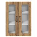 vidaXL Nástenný sklenený kabinet LUCCA Dub artisan 60 x 31 x 80 cm