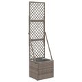 vidaXL Záhradný kvetináč s trellis Sivá 35 x 30 x 135 cm polyratan