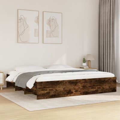 vidaXL Posteľný rám bez matraca dymový dub 180x200 cm kompozitné drevo