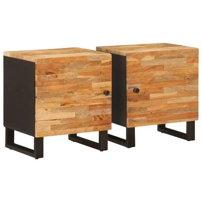 vidaXL Nočný stolík 2 pcs Hnedá 40 x 33 x 46 cm Masívne mango drevo