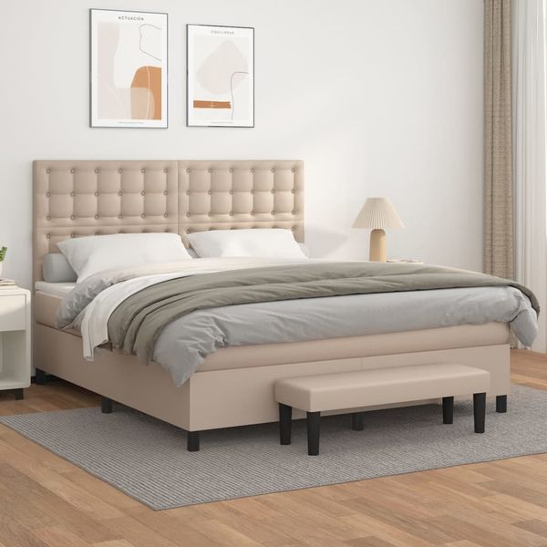 vidaXL Boxspring posteľ s matracom kapučínová 180x200 cm umelá koža