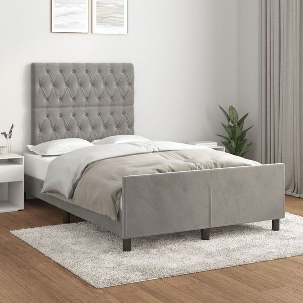 vidaXL Posteľ bez matracom svetlosivá 120x190 cm zamat