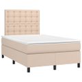 vidaXL Boxspring posteľ matrac a LED kapučínová 120x200 cm umelá koža