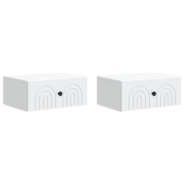 vidaXL Nástenná nočná skrinka Nástenný 2 pcs Biela 49 x 34,5 x 20 cm