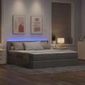 vidaXL LED úložná posteľ s matracom Sivohnedá 200 x 200 cm Látka
