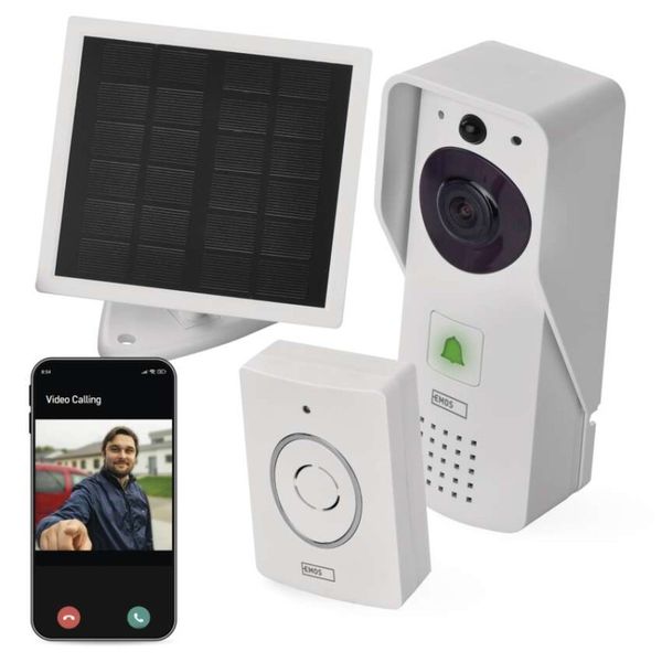 GoSmart Domový bezdrôtový batériový videozvonček IP-09D s WiFi a solárnym panelom