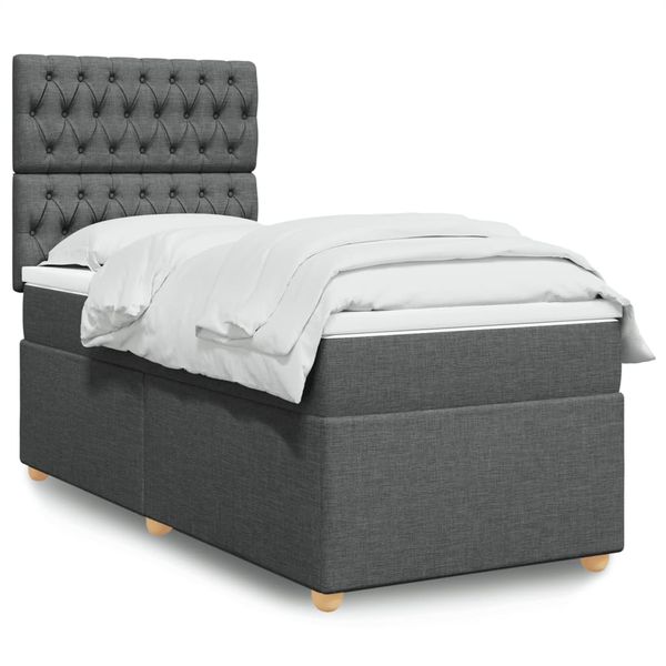 vidaXL Boxspring posteľ s matracom tmavosivá 90x190 cm látka