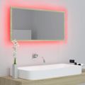 vidaXL LED kúpeľňové zrkadlo dubu sonoma 90x8,5x37 cm, akryl
