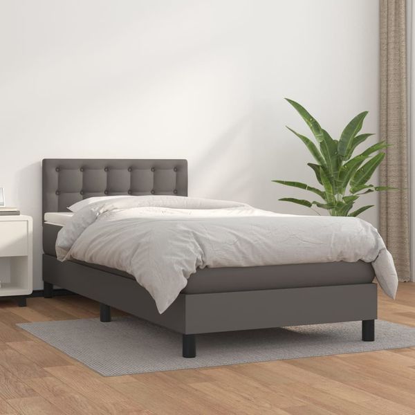 vidaXL Boxspring posteľ s matracom sivá 100x200 cm umelá koža