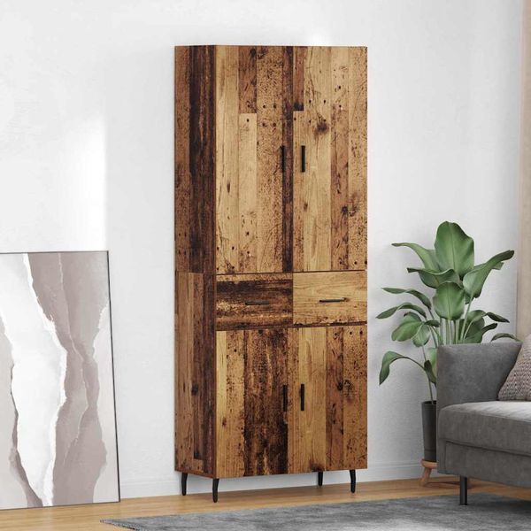 vidaXL Highboard 2 pcs Staré drevo Drevovláknitá doska a sklo