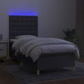 vidaXL Posteľ boxsping s matracom a LED tmavosivá 100x200 cm látka