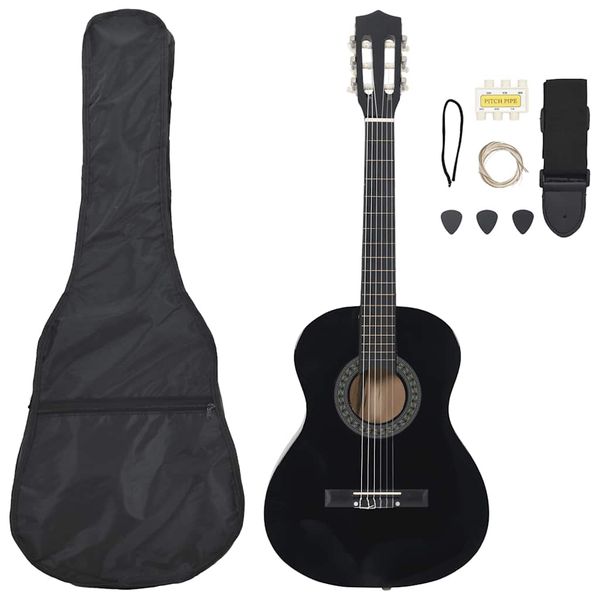 vidaXL 8dielna klasická gitarová sada pre začiatočníkov čierna 3/4 36"