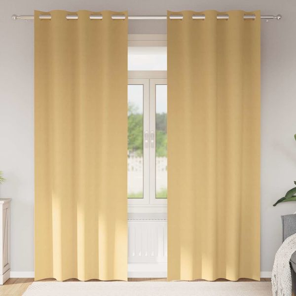 vidaXL Záclony na zatemnenie s krúžkami 2 pcs Béžová 260 x 140 cm