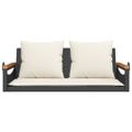 vidaXL Hojdacia lavica s vankúšmi čierna 109x62x40 cm polyratan