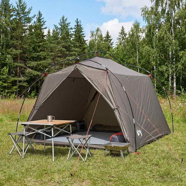 vidaXL Tunelový stan Hnedá a šedá Pre 2 osoby