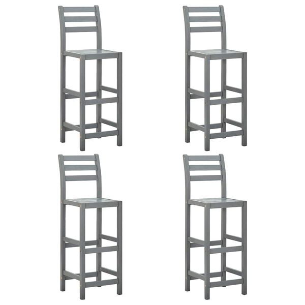 vidaXL Barové stoličky 4 ks, sivé, akáciový masív
