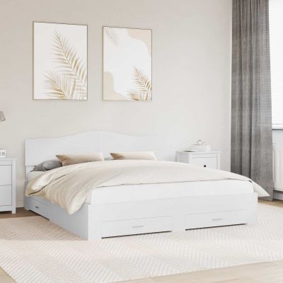 vidaXL Rám postele so zásuvkou Biela 180 x 200 cm Kompozitné drevo