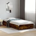 vidaXL Posteľný rám dymový dub 90x200 cm kompozitné drevo a kov