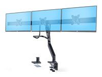Montážna sada - nastaviteľné rameno - pre 3 LCD displeje - držiak pre tri monitory - plast, hliník, oceľ - čierna - veľkosť obrazovky: 17"-27" - upevniteľné na stôl
