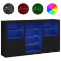 vidaXL Komoda s LED svetlami čierna 181,5x37x100 cm