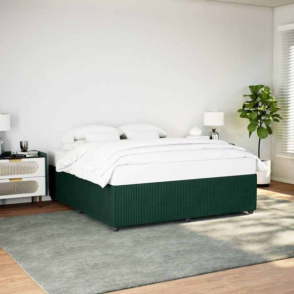 vidaXL Posteľ bez matraca tmavozelený 200x200 cm zamat