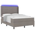 vidaXL LED box s pružinami Sivohnedá 140 x 190 cm látka