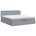 vidaXL Ottoman posteľ s matracom a LED Svetlosivá 200 x 200 cm Látka