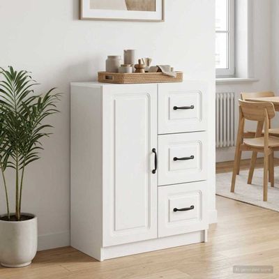 vidaXL Servírovacia skriňa Biela s vysokým leskom 66 x 34,5 x 87 cm