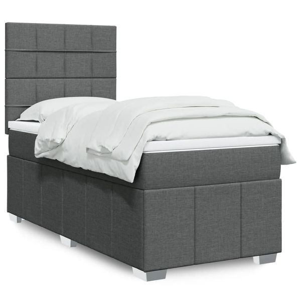 vidaXL Boxspring posteľ s matracom tmavosivá 90x190 cm látka