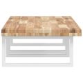 vidaXL Polica pod umývadlo nástenná oceľ a akáciový masív