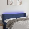 vidaXL Čelo postele s LED modré 147x16x78/88 cm látka