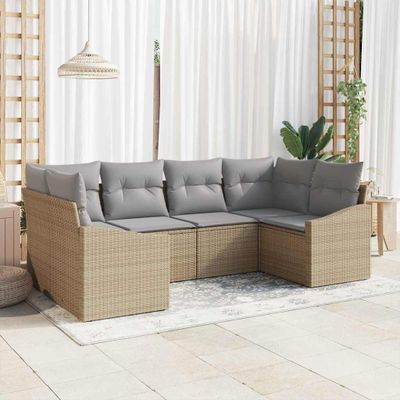 vidaXL Sada pohoviek s vankúšom 6 pcs Béžová polyratan