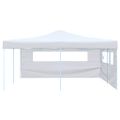 vidaXL Skladací altánok s 2 stenami 5x5 m, biely
