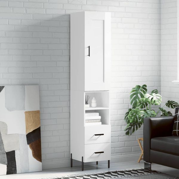 vidaXL Vysoká skrinka biela 34,5x34x180 cm spracované drevo