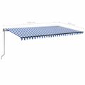 vidaXL Automatická markíza, LED a senzor vetra 500x300 cm, modrá/biela