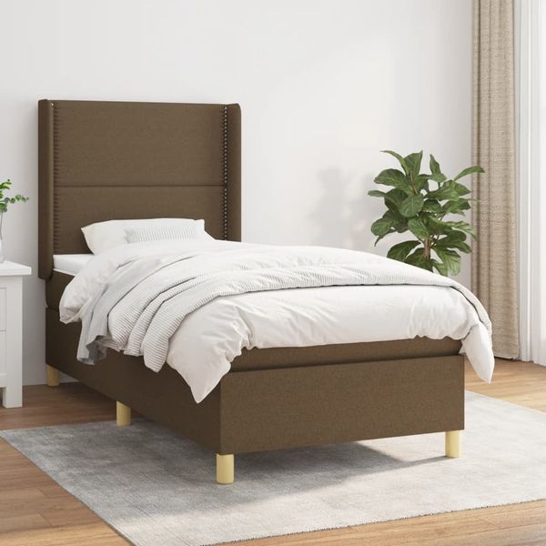 vidaXL Boxspring posteľ s matracom tmavohnedá 90x190 cm látka