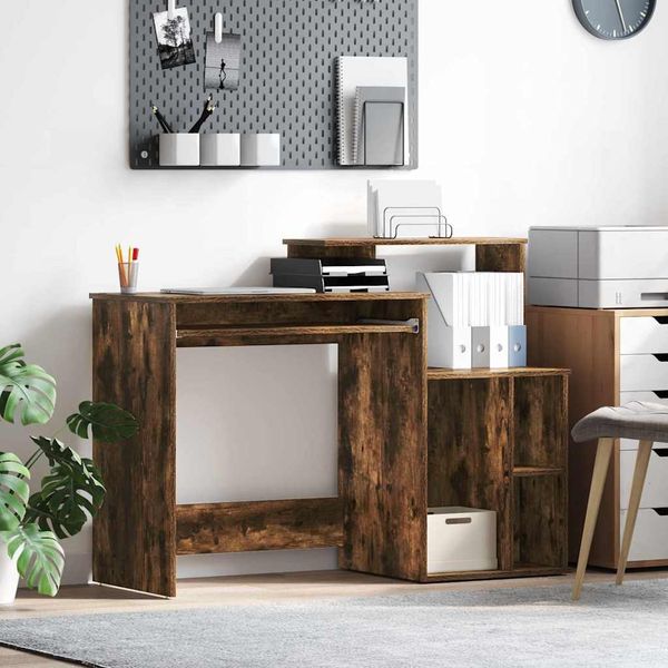 vidaXL Stôl Dymová dub 120,5 x 44 x 88,5 cm Kompozitné drevo