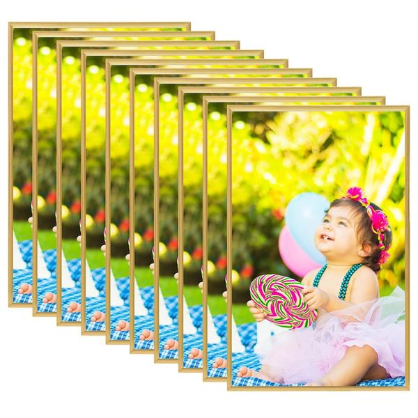 vidaXL Fotorámiky na stenu alebo stôl 10 ks zlaté 13x18 cm MDF