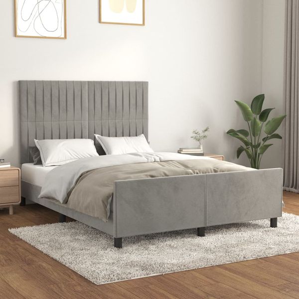 vidaXL Posteľ bez matraca bledosivý 140x190 cm zamat